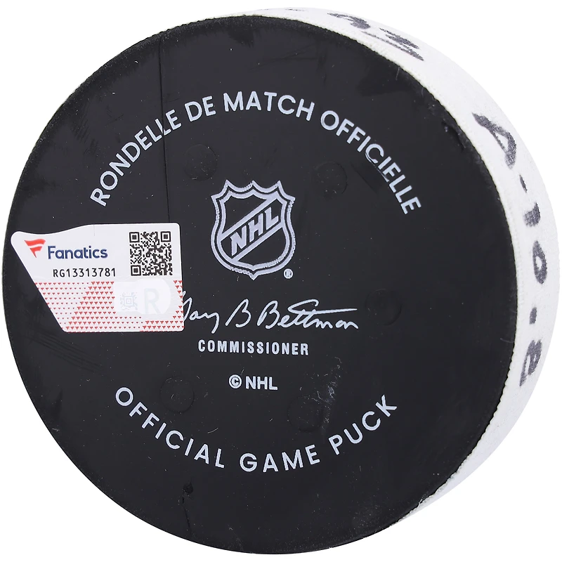 Rondelle de but utilisée par Mika Zibanejad des Rangers de New York contre les Red Wings de Détroit le 14 octobre 2024