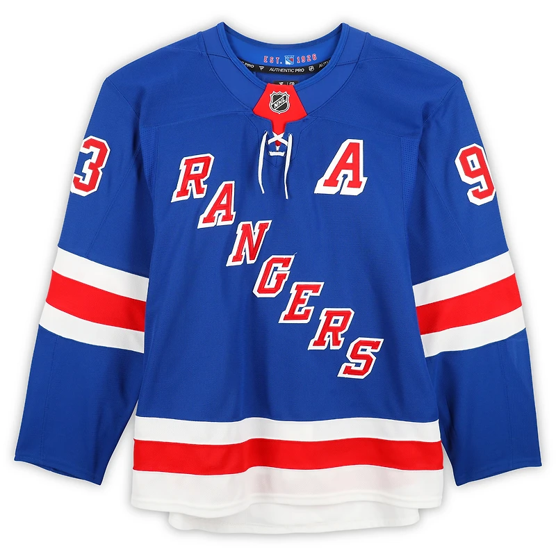 Maillot bleu n° 93 de Mika Zibanejad des Rangers de New York, série 2, utilisé lors de la saison 2024-25 de la LNH
