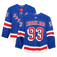 Maillot bleu n° 93 de Mika Zibanejad des Rangers de New York, série 2, utilisé lors de la saison 2024-25 de la LNH