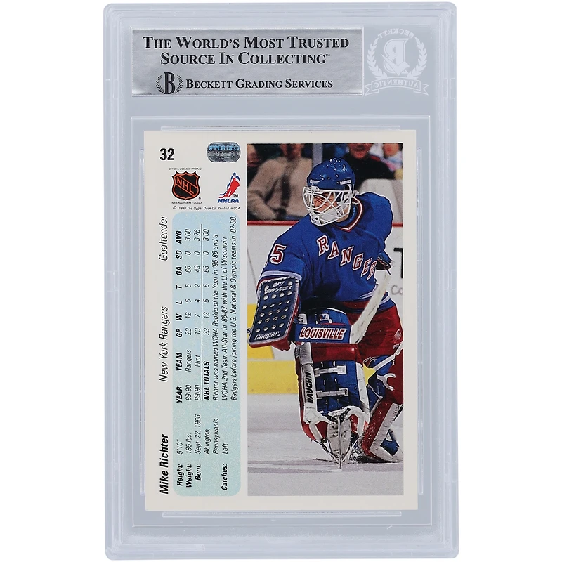 Mike Richter New York Rangers Autographed 1990-91 Upper Deck #32 Beckett Fanatics Witnessed Authenticated Rookie Card 