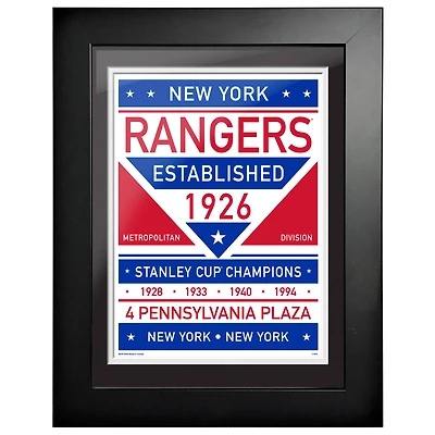 Rangers de New York - Œuvre encadrée bicolore 12'' x 16''
