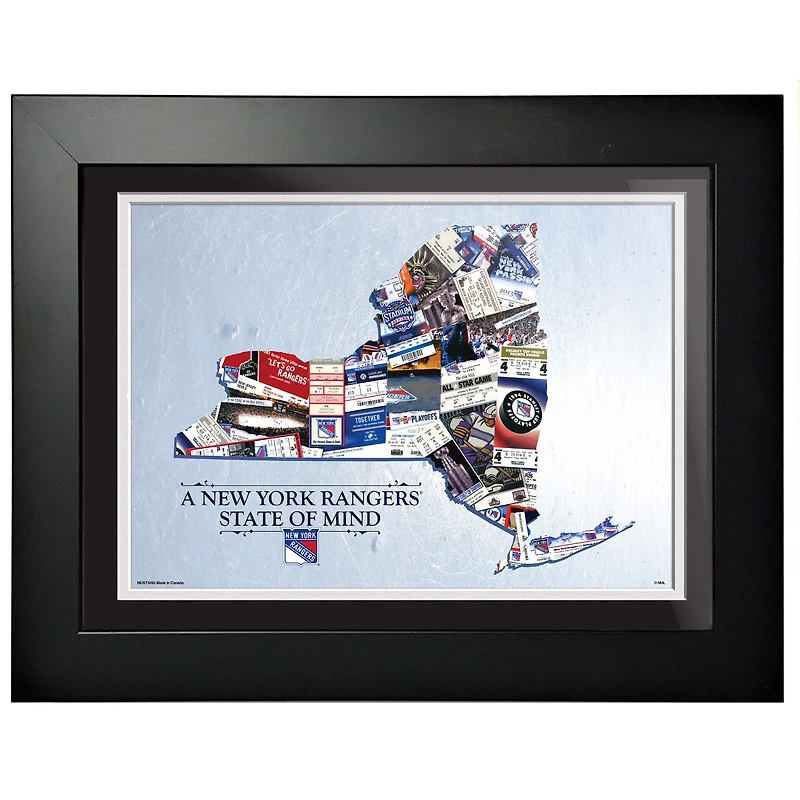 Rangers de New York - Oeuvre encadrée État d'esprit 12'' x 16''