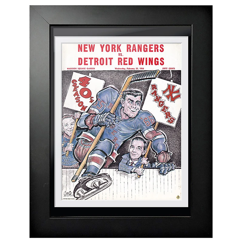 New York Rangers 1966 Madison Square Garden 40e saison - Couverture de programme encadrée 12'' x 16''