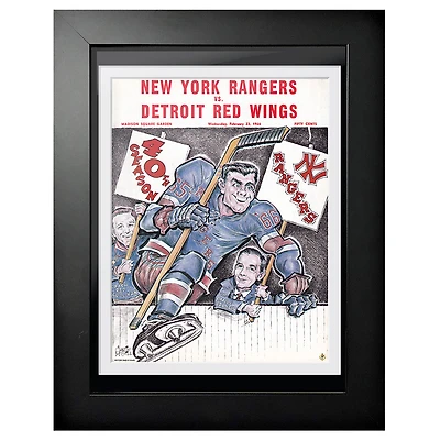 New York Rangers 1966 Madison Square Garden 40e saison - Couverture de programme encadrée 12'' x 16''