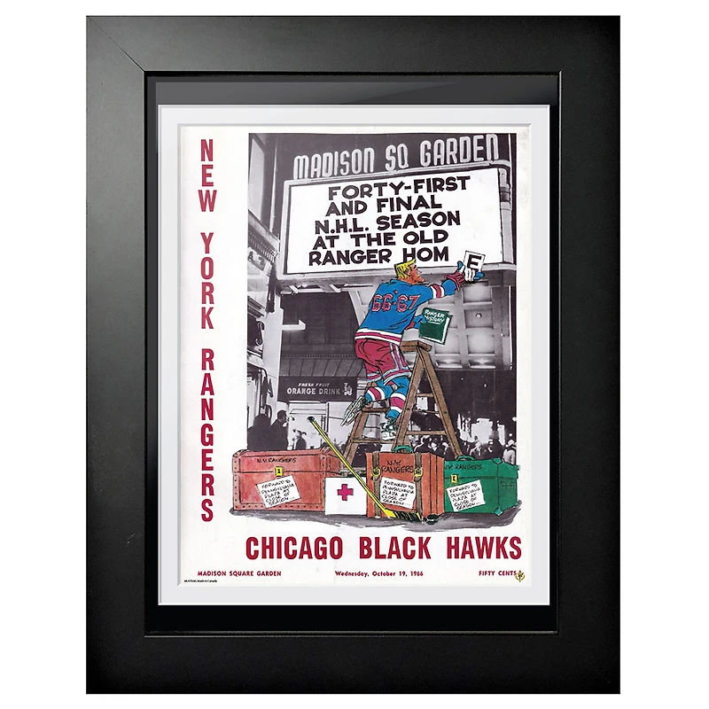 New York Rangers 1966 Madison Square Garden Final Season - 12'' x 16'' Framed Program Cover