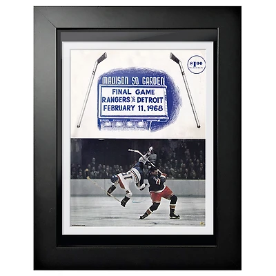 New York Rangers 1968 Madison Square Garden Final Game - Couverture de programme encadrée de 12 `` x 16 ''