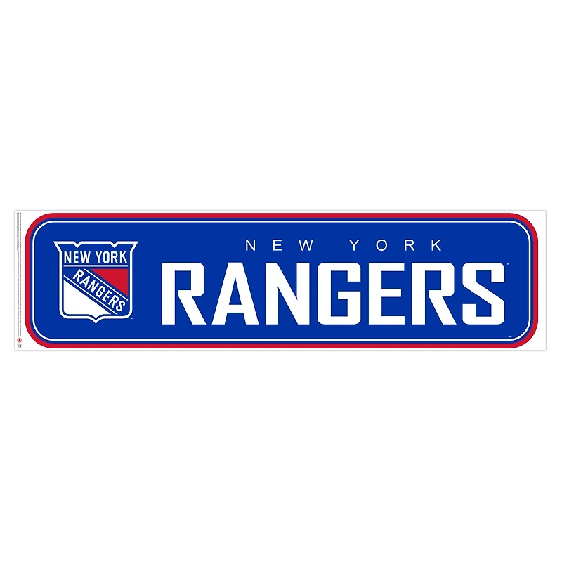 Rangers de New York - Décalcomanie murale longue conception repositionnable de l'équipe 90'' x 23''