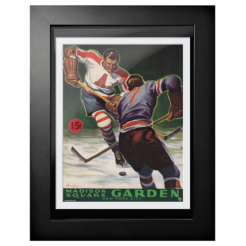 New York Rangers Madison Square Garden - Couverture de programme encadrée 12'' x 16''