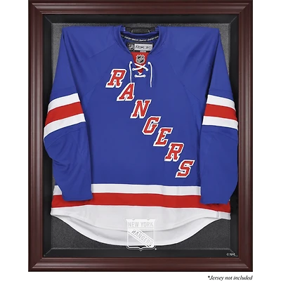 Vitrine de présentation encadrée en acajou pour maillots des Rangers de New York