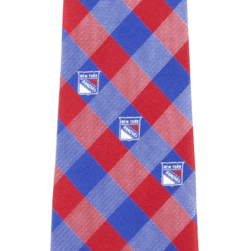 Cravate à carreaux tissée en polyester des Rangers de New York