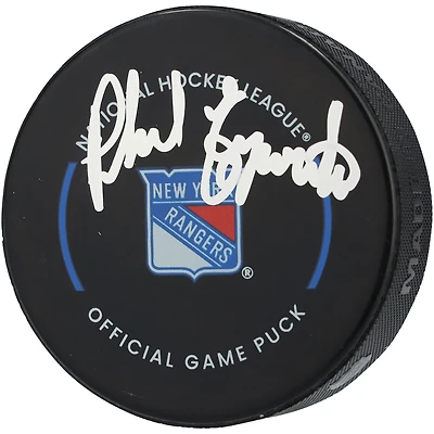 Rondelle de match officielle autographiée par Phil Esposito des Rangers de New York