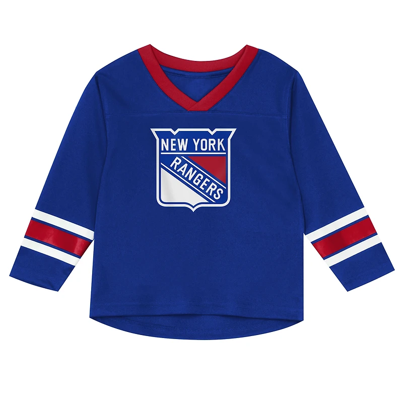Ensemble t-shirt à manches longues et pantalon bleu/rouge New York Rangers Denting the Net pour enfants d'âge préscolaire
