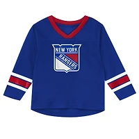 Ensemble t-shirt à manches longues et pantalon bleu/rouge New York Rangers Denting the Net pour enfants d'âge préscolaire