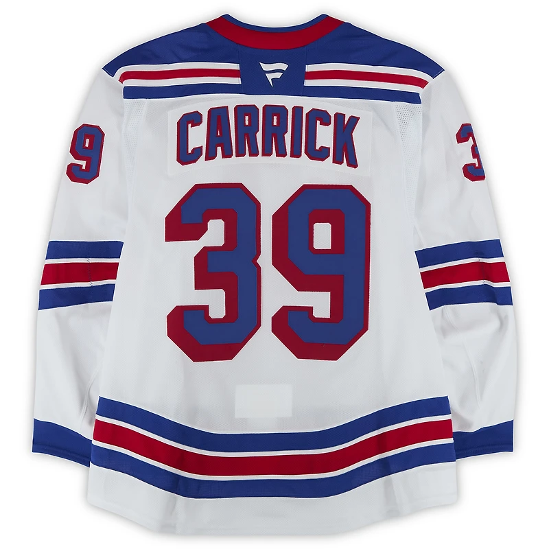 Sam Carrick New York Rangers Game-Used #39 White Set 3 Jersey from the 2025-26 NHL Season