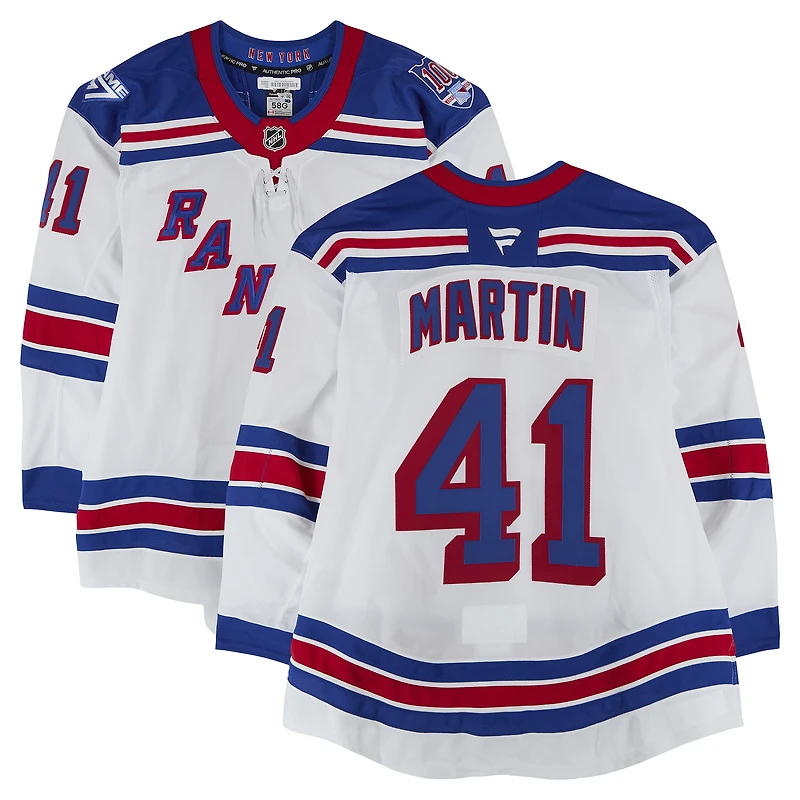 Maillot blanc n° 41 porté par Spencer Martin des Rangers de New York lors de la saison 2025-2026 de la LNH (série 3).