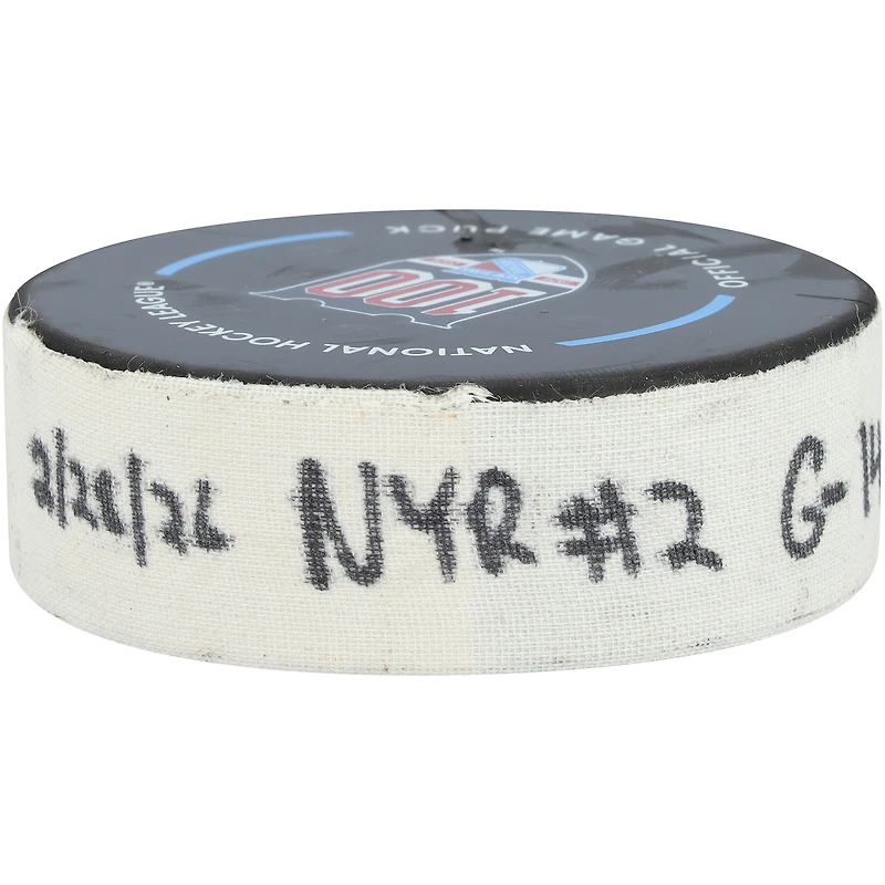 Taylor Raddysh New York Rangers Game-Used Goal Puck from February 28, 2026 vs. Pittsburgh Penguins