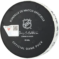 Rondelle de but utilisée par Taylor Raddysh des Rangers de New York lors du match du 28 février 2026 contre les Penguins de Pittsburgh