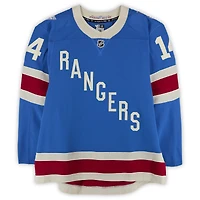 Maillot bleu n° 14 des Rangers de New York, porté par Taylor Raddysh lors de plusieurs matchs entre le 20 octobre et le 16 novembre 2025 (série Centennial 1).