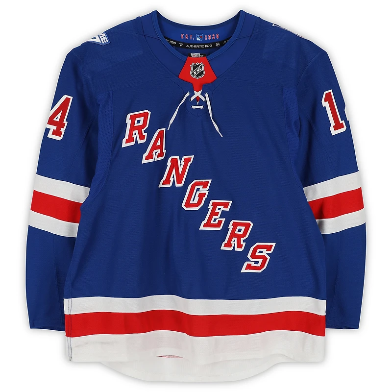 Taylor Raddysh New York Rangers Game-Used #14 Blue Set 2 Jersey from the 2025-26 NHL Season