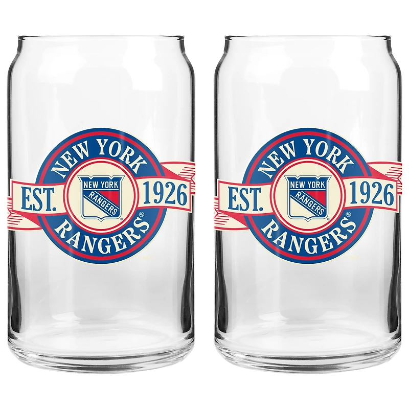 Le Sports Vault New York Rangers 16 oz. Ensemble de deux verres à canettes