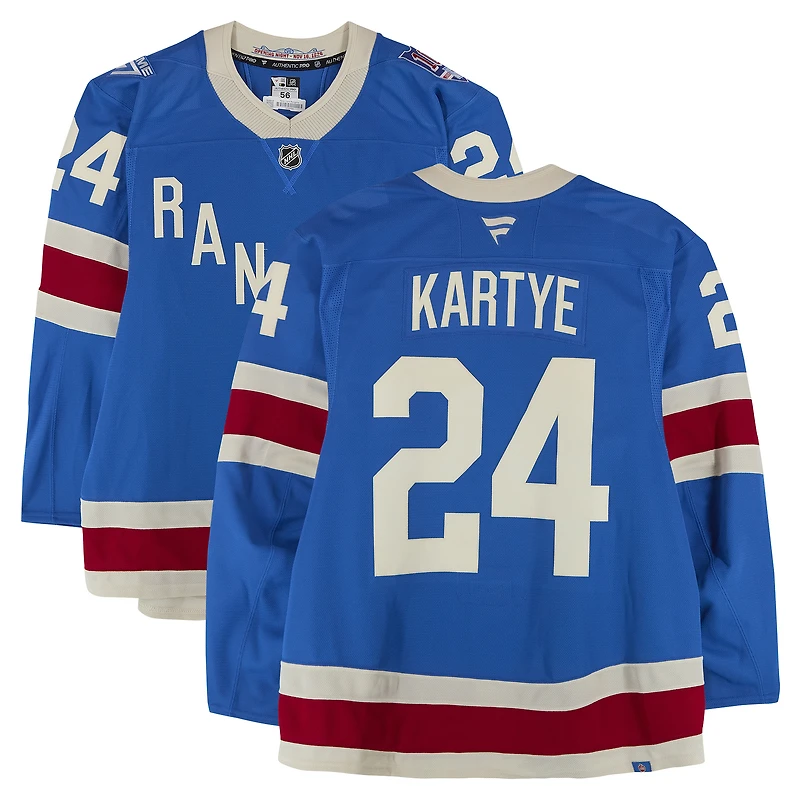 Tye Kartye New York Rangers Game-Used #24 Blue Alternate Jersey vs. Buffalo Sabres on April 8, 2026