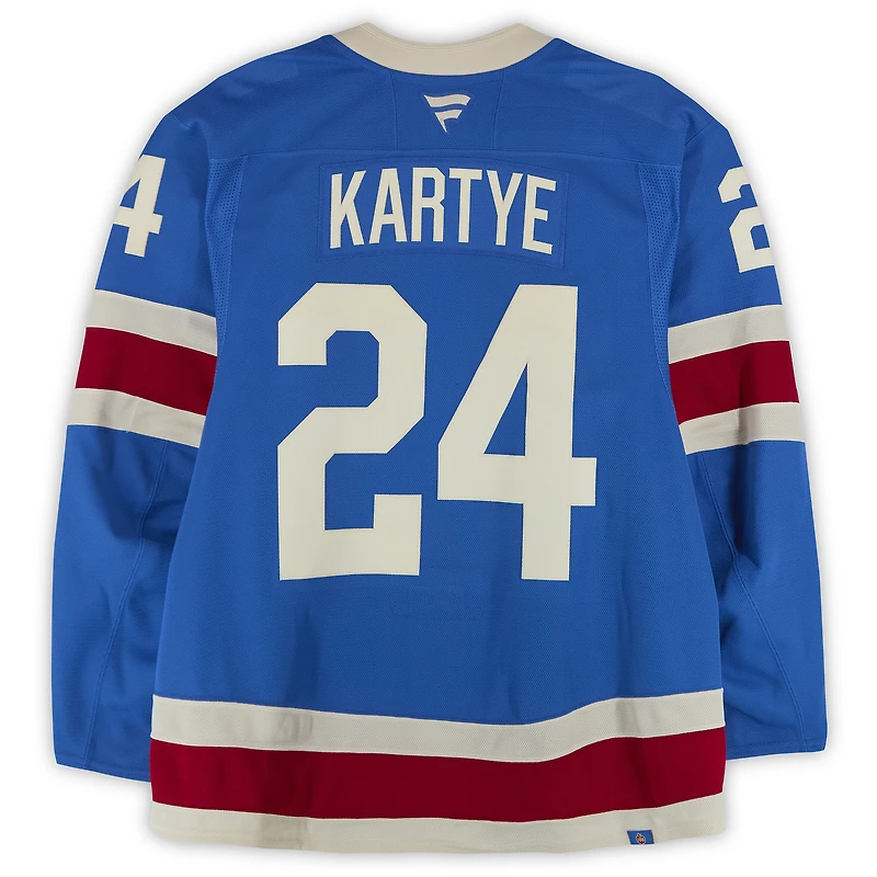 Tye Kartye New York Rangers Game-Used #24 Blue Alternate Jersey vs. Buffalo Sabres on April 8, 2026