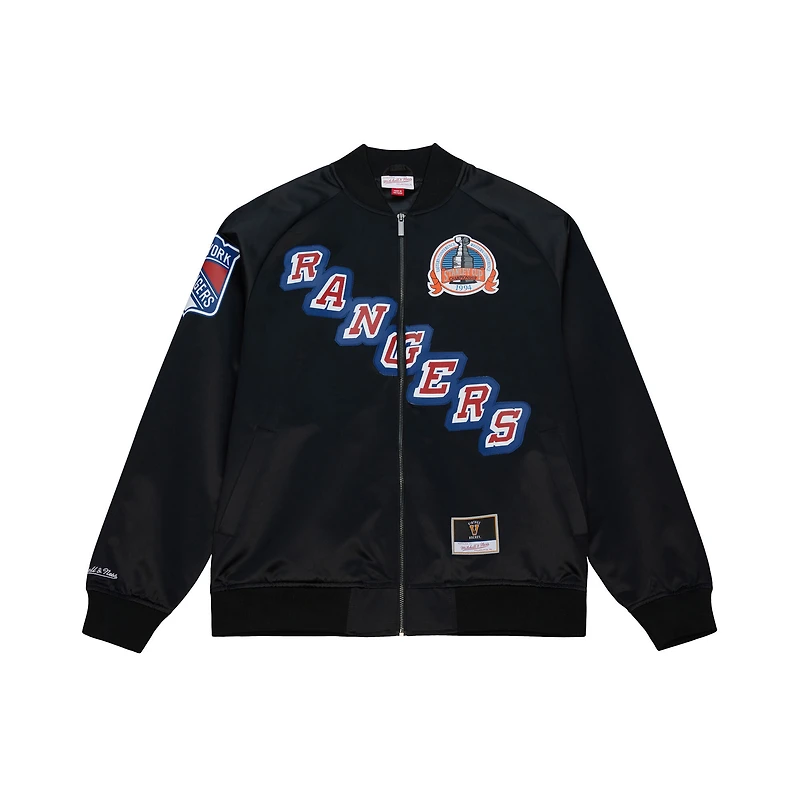 Unisex Mitchell & Ness Mark Messier Black New York Rangers Maxxed Out Full-Zip Satin Jacket