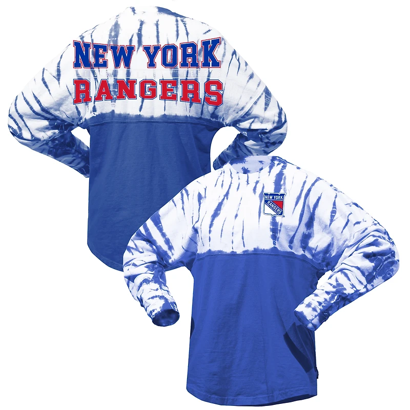 T-shirt unisexe Spirit Jersey bleu New York Rangers Crystal Half Dye à manches longues