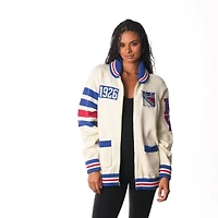 Pull unisexe zippé en jacquard crème New York Rangers de The Wild Collective
