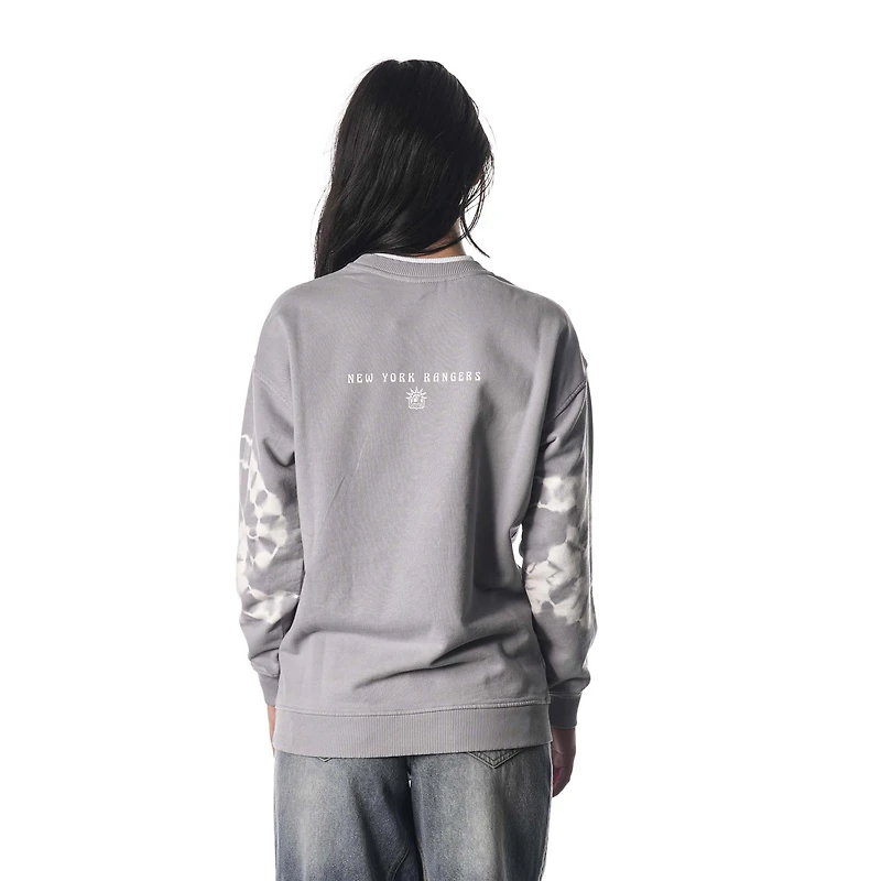 Unisex The Wild Collective  Gray New York Rangers Tie-Dye Double Collar Pullover Sweatshirt