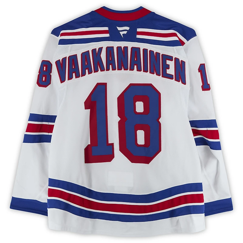 Urho Vaakanainen New York Rangers Game-Used #18 White Set 2 Jersey from the 2025-26 NHL Season