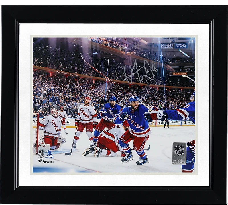 Vincent Trocheck New York Rangers Autographed 8" x 10" 2024 Stanley Cup Playoffs Second Round Game 2 vs. Carolina Hurricanes Overtime Goal Celebration Photograph