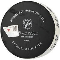 Rondelle de but utilisée par Vladislav Gavrikov, des Rangers de New York, lors du match du 18 mars 2026 contre les Devils du New Jersey.