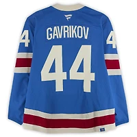Maillot bleu du centenaire n° 44 des Rangers de New York porté par Vladislav Gavrikov lors du match contre les Bruins de Boston le 26 janvier 2026