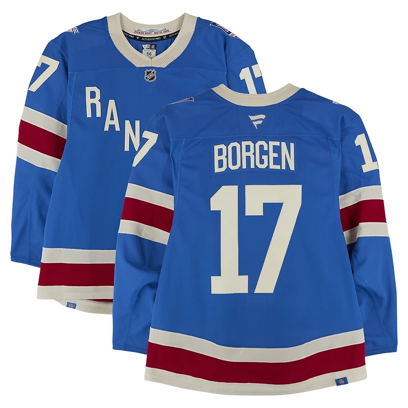 Will Borgen New York Rangers Game-Used #17 Blue Alternative Jersey vs. Buffalo Sabres on April 8, 2026
