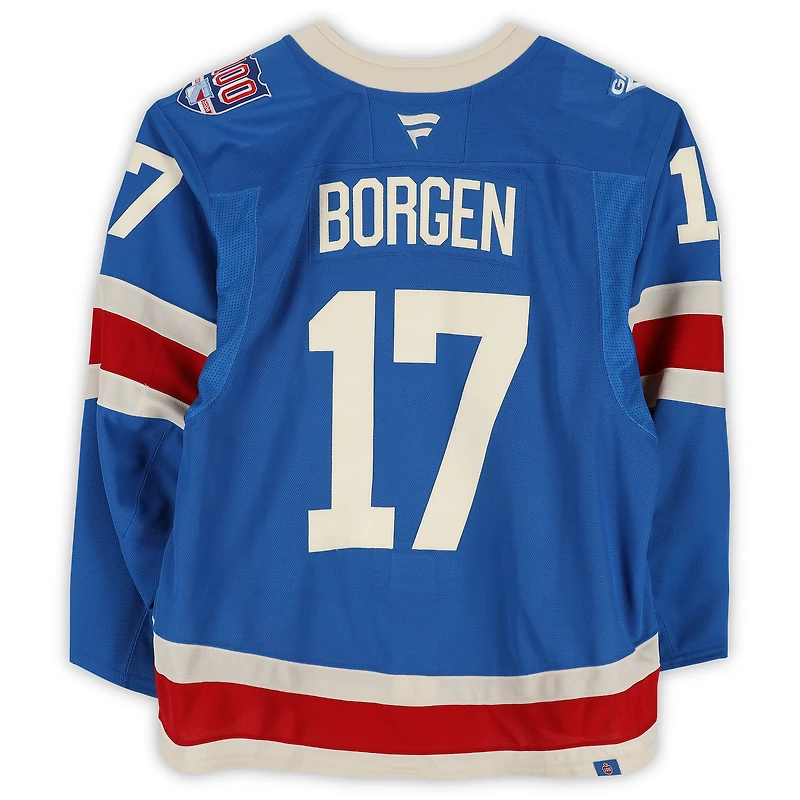 Will Borgen New York Rangers Game-Used #17 Blue Centennial Jersey vs. Toronto Maple Leafs on March 5, 2026