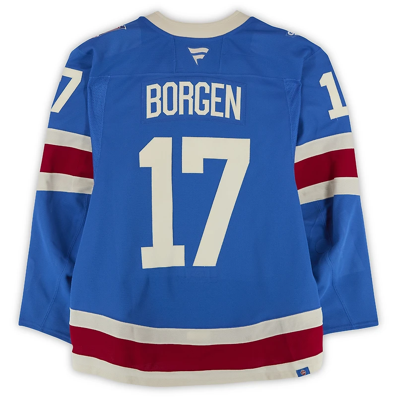 Will Borgen New York Rangers Game-Used #17 Blue Centennial Set 1 Jersey from Multiple Games Between October 20 & November 16, 2025