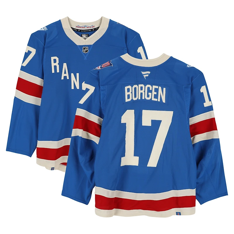 Will Borgen New York Rangers Game-Used #17 Blue Centennial Set 2 Jersey from Multiple Games Between December 10, 2025 & January 8, 2026