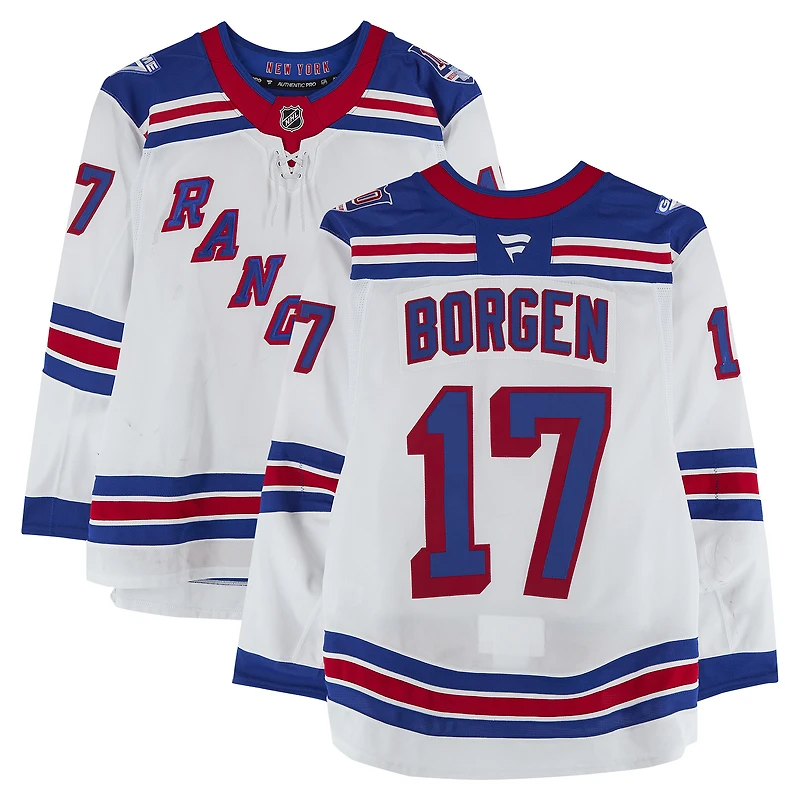 Will Borgen New York Rangers Game-Used #17 White Set 2 Jersey from the 2025-26 NHL Season
