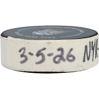 Rondelle de but utilisée par Will Cuylle, des Rangers de New York, le 5 mars 2026 contre les Maple Leafs de Toronto - Deuxième des deux buts marqués