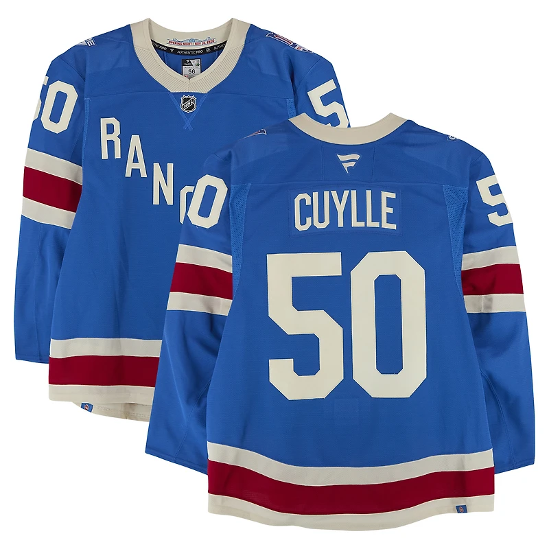 Will Cuylle New York Rangers Game-Used #50 Blue Alternate Jersey vs. Buffalo Sabres on April 8, 2026