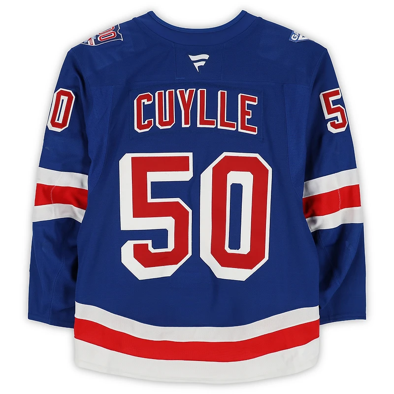 Maillot bleu n° 50 porté par Will Cuylle des Rangers de New York lors de la saison 2025-2026 de la LNH.