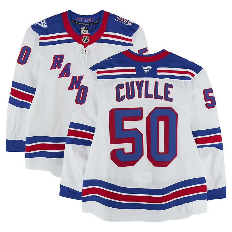 Will Cuylle New York Rangers Game-Used #50 White Set Jersey from the 2025-26 NHL Season
