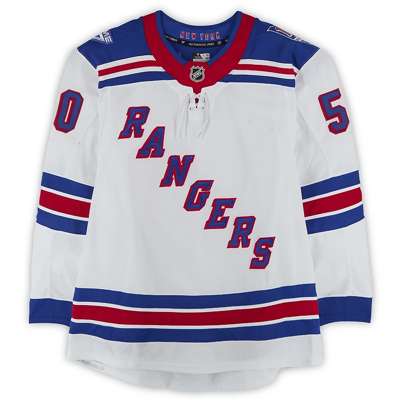 Will Cuylle New York Rangers Game-Used #50 White Set 3 Jersey from the 2025-26 NHL Season