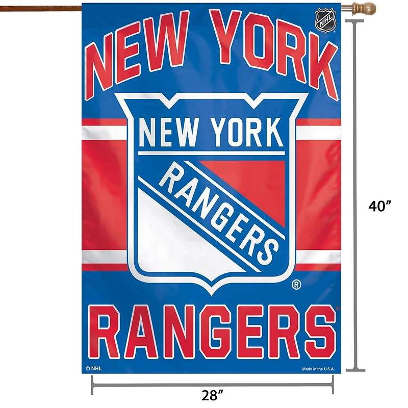 Bannière verticale simple face WinCraft New York Rangers, logo principal 28" x 40".