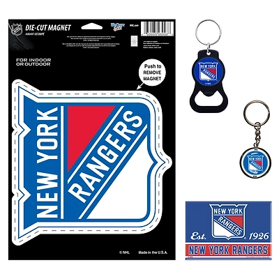Lot de 4 porte-clés et aimants WinCraft New York Rangers