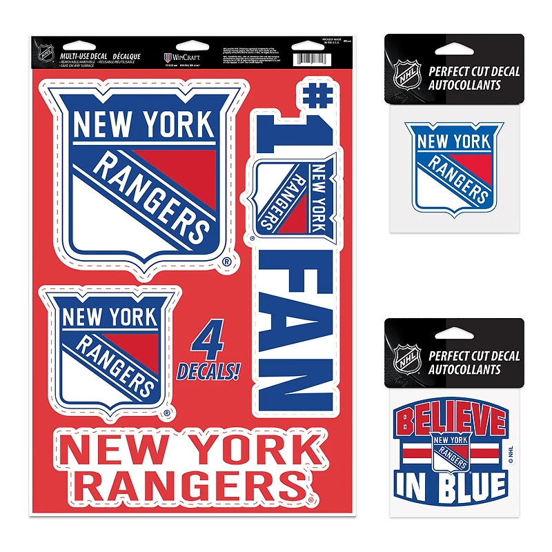 Pack varié d'autocollants WinCraft New York Rangers