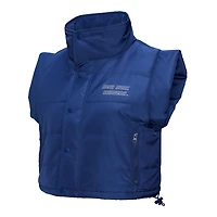 Women's Mitchell & Ness  Blue New York Rangers Cropped Full-Zip Puffer Vest
