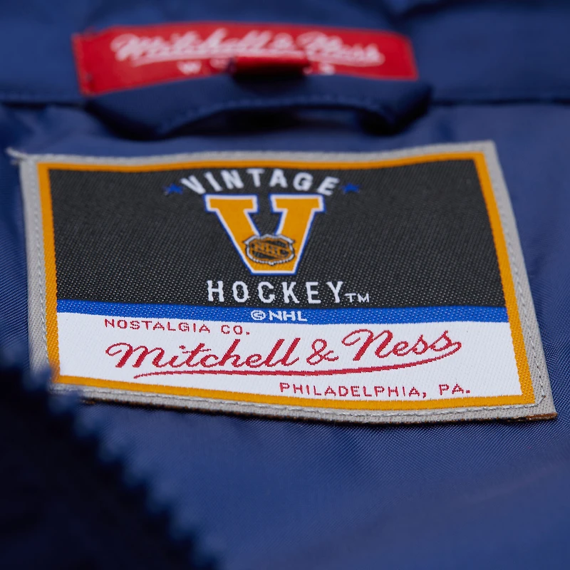 Women's Mitchell & Ness  Blue New York Rangers Cropped Full-Zip Puffer Vest