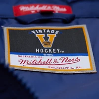 Women's Mitchell & Ness  Blue New York Rangers Cropped Full-Zip Puffer Vest